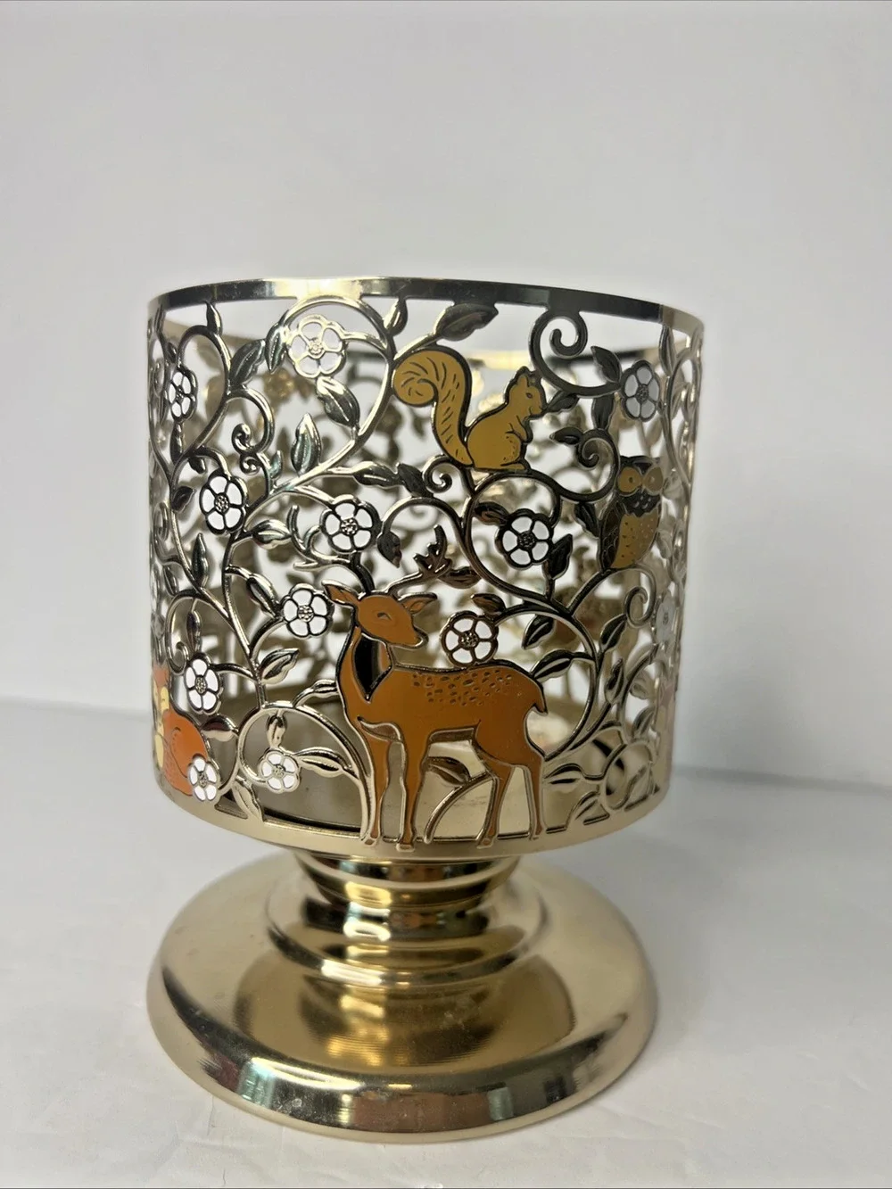 BATH & BODY WORKS FALL FOREST CRITTERS PEDESTAL 3-WICK CANDLE HOLDER!